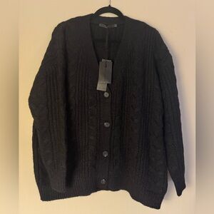 NWT - XS Jenni Kayne Black Alpaca/Merino Cocoon Cable Knit Cardigan